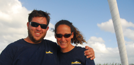 Allen and Daniela on the bow of their livaboard sailboat in Key West 2007